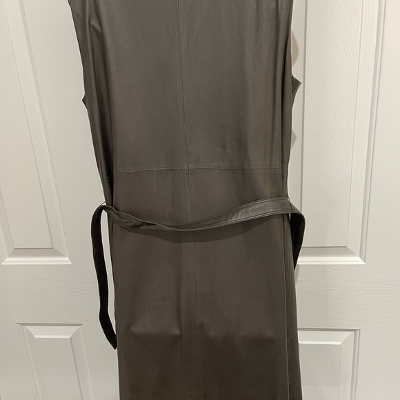 Genuine leather dress - Brown suede collar with belt NEW - Picture 4 of 8